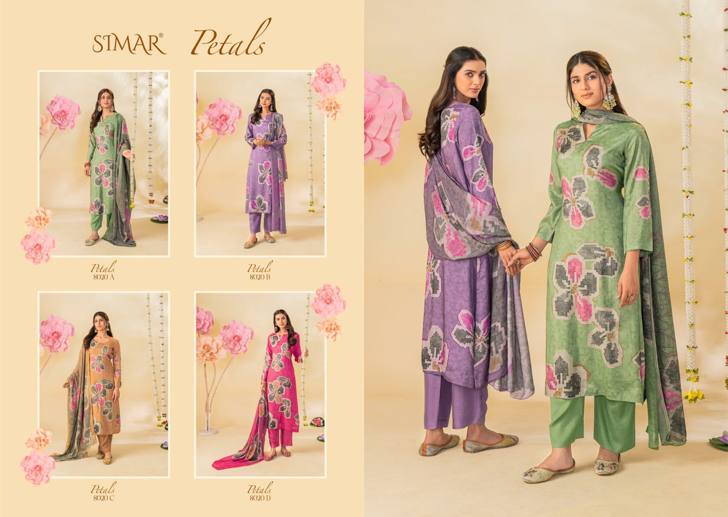 Petals Simar Viscose Muslin Pant Style Suits Wholesale Price