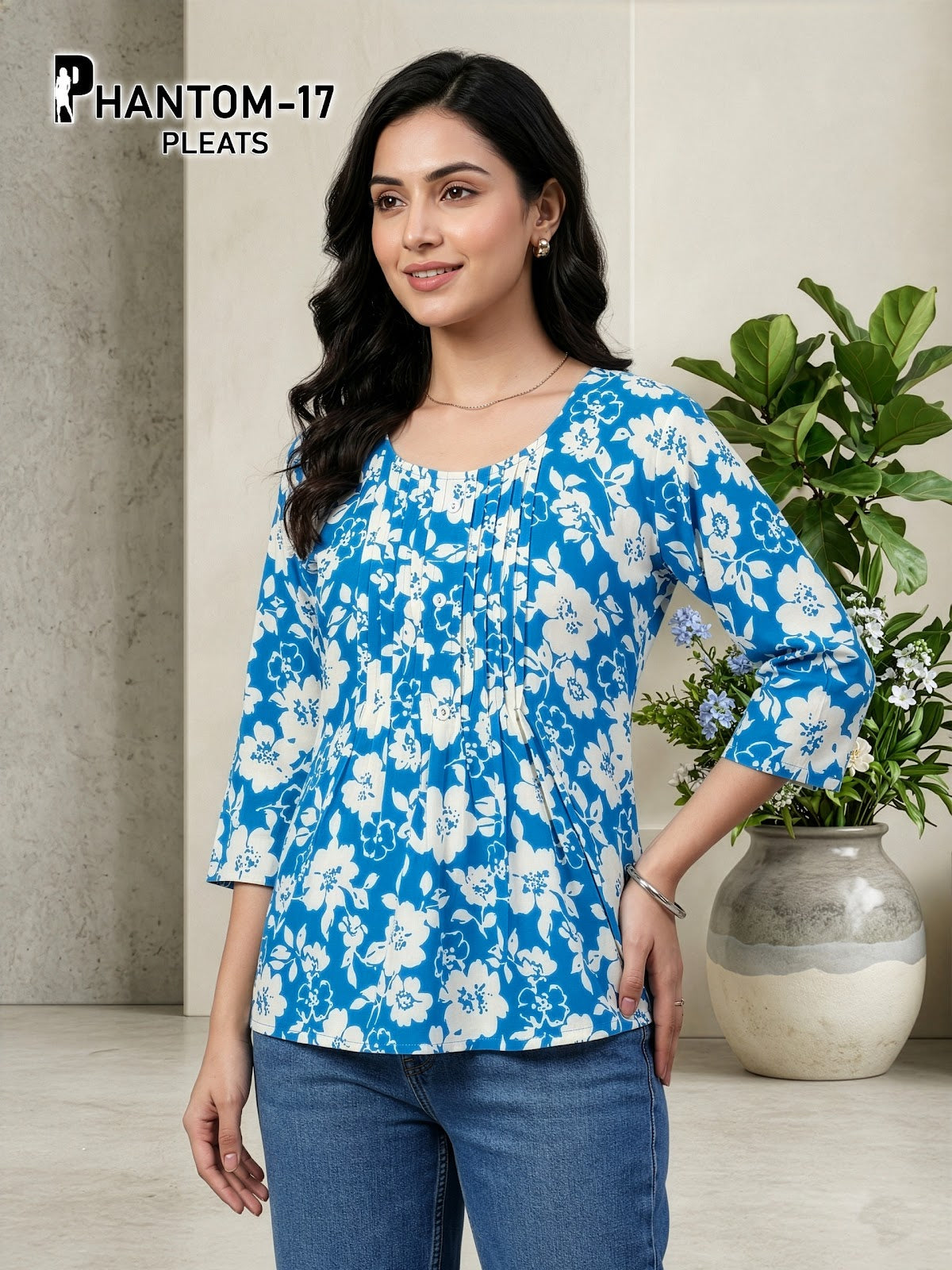 Phantom Pleats Premnath Rayon Stylish Short Tops Wholesale