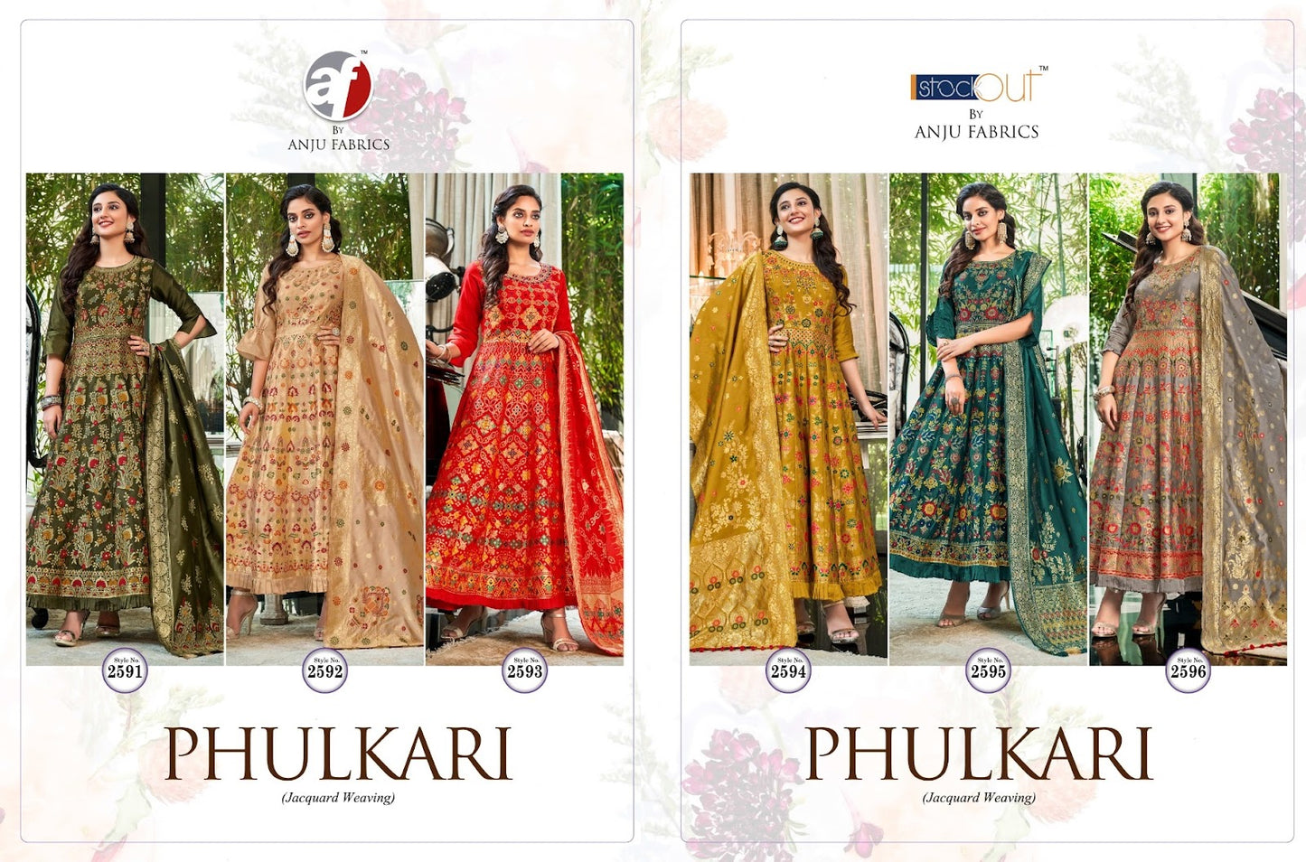 Phulkari Af Silk Jacquard Gown Dupatta Set Supplier India