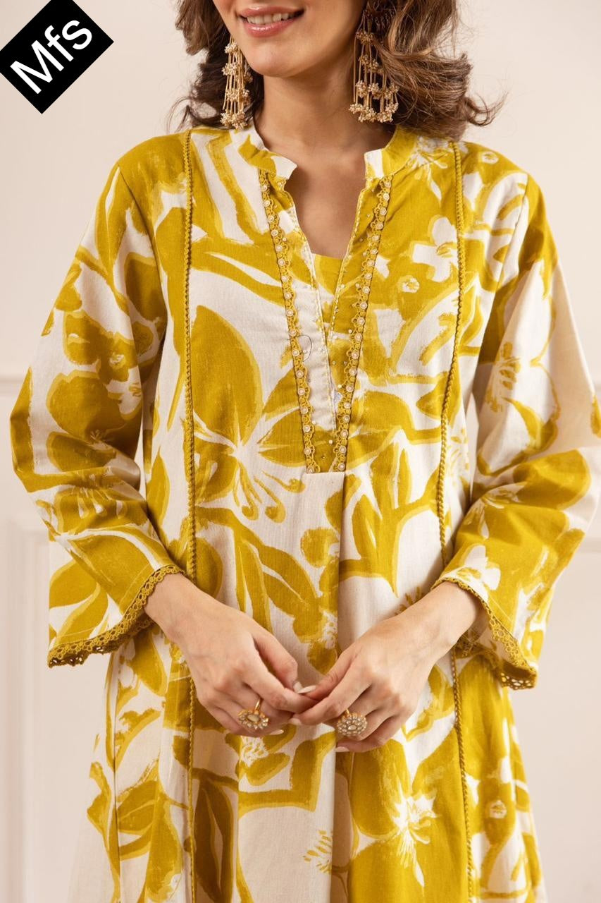 Pink-Yellow Mfs Cotton Co Ord Set Supplier Ahmedabad