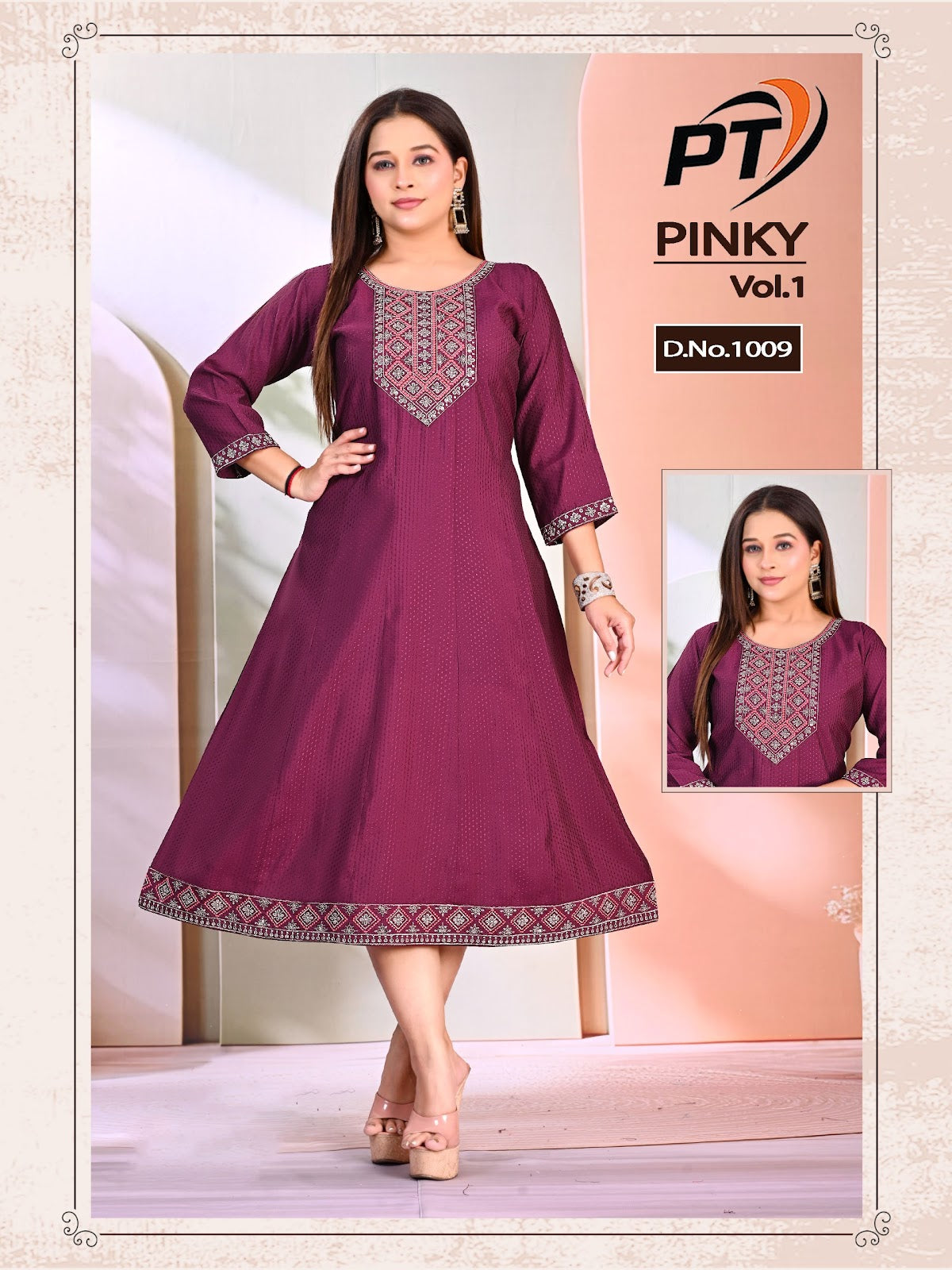 Pinky Vol 1 Pt Jacquard Anarkali Kurtis Wholesaler