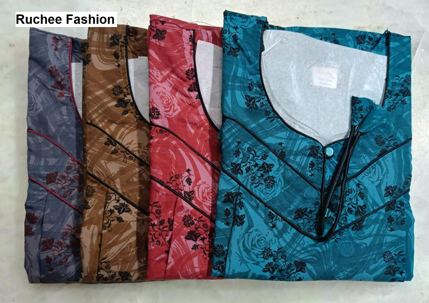 Piping 0207 Ruchee Fashion Pv Feeding Night Gown Exporter Ahmedabad