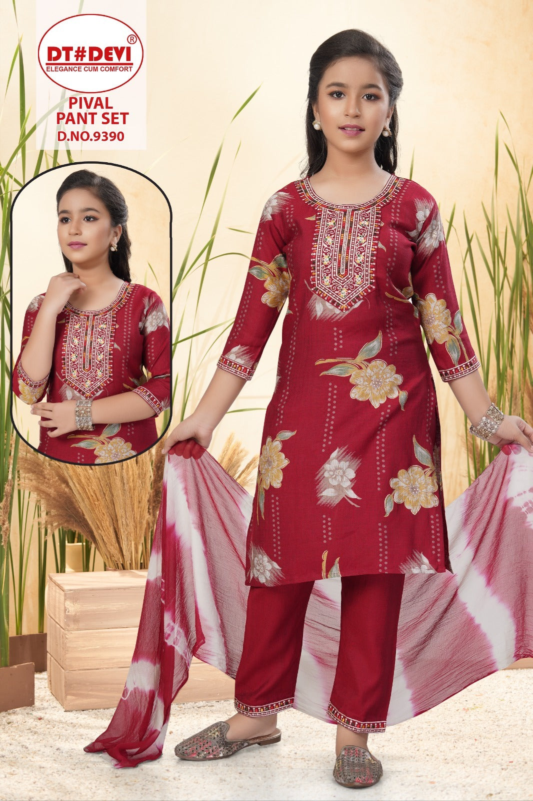 Pival Dn 9390 Dt Devi Vetican Girls Readymade Pant Suits Wholesale Price