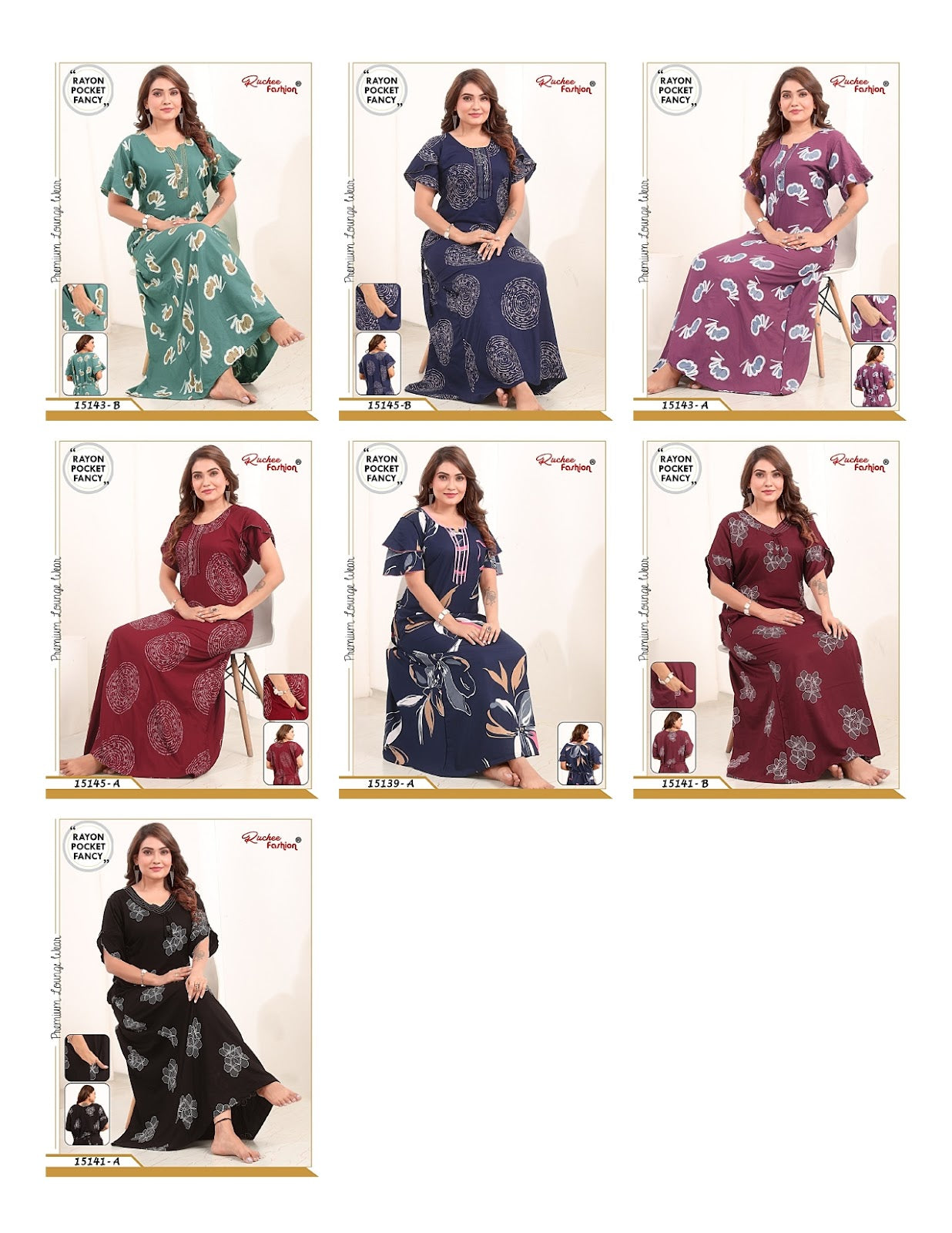 Plain-Print 1706 Ruchee Fashion Rayon Night Gowns Exporter Ahmedabad