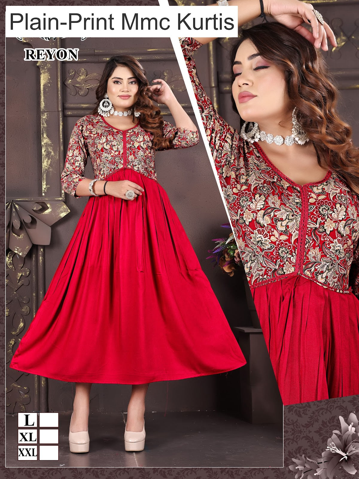 Plain-Print Mmc Reyon Kurtis Exporter Ahmedabad