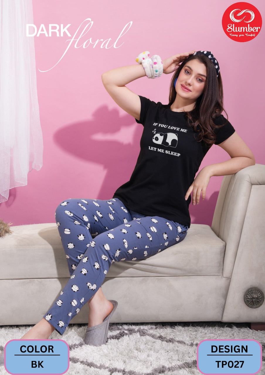 Plain-Print Tp027 Slumber Sinker Pyjama Night Suits Exporter India