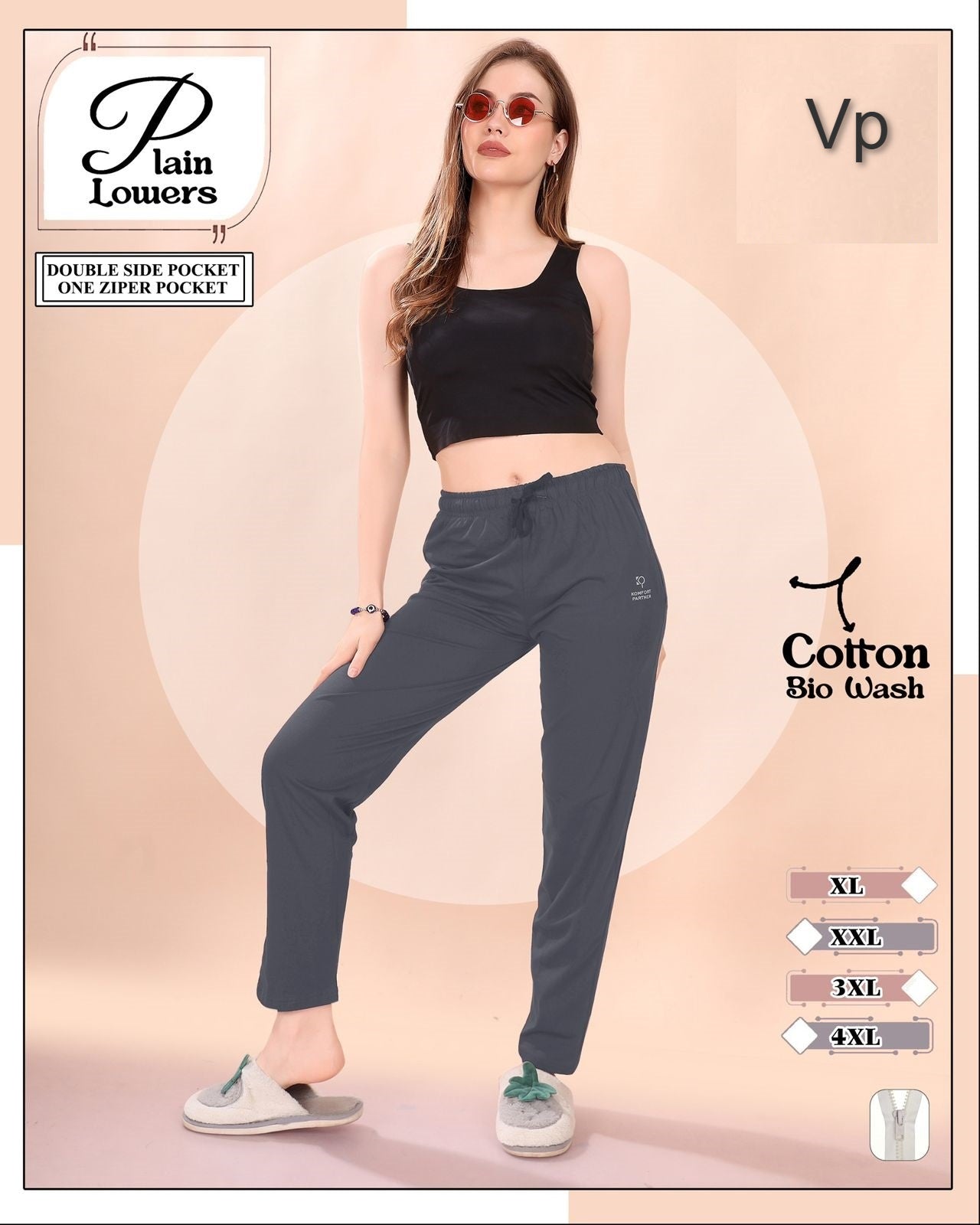 Plain 0409 Vp Cotton Biowashed Women Night Lower Wholesaler Gujarat