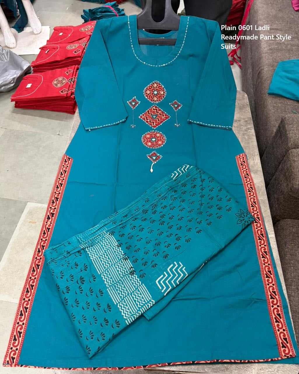 Plain 0601 Ladli Cotton Readymade Pant Style Suits Supplier Ahmedabad