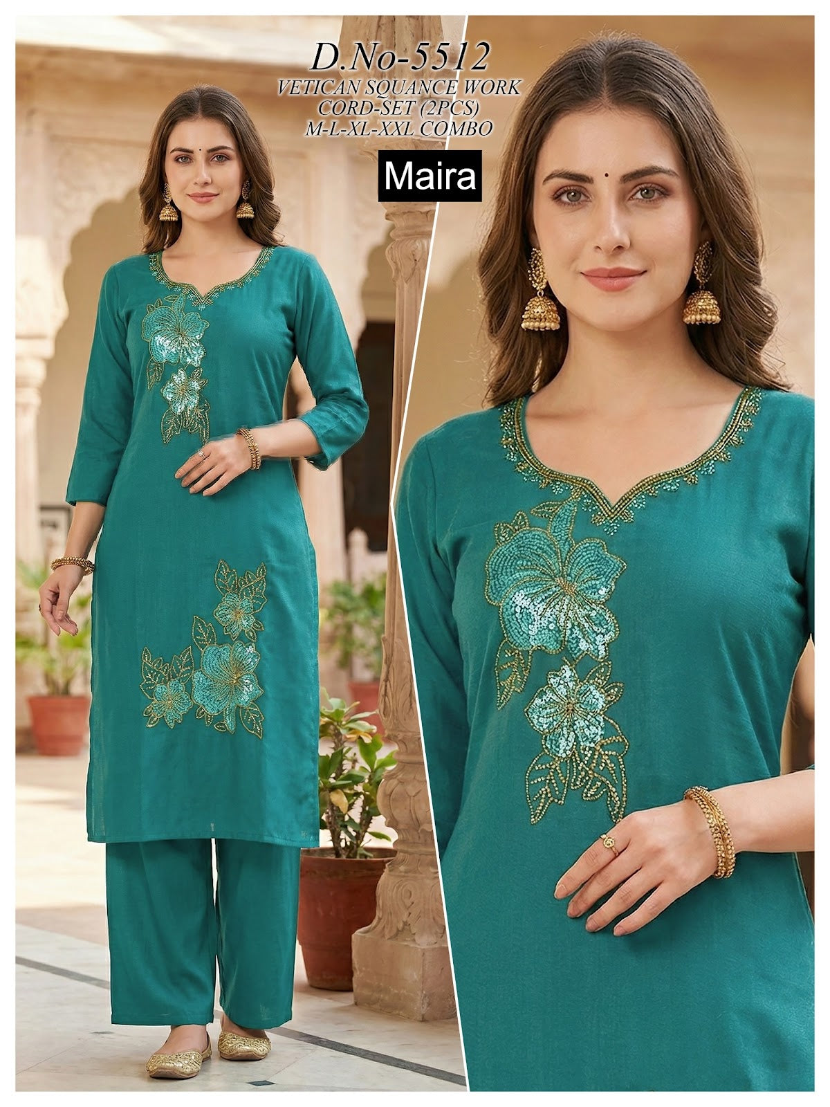 Plain 161225 Maira Vetican Silk Co Ord Set Wholesaler