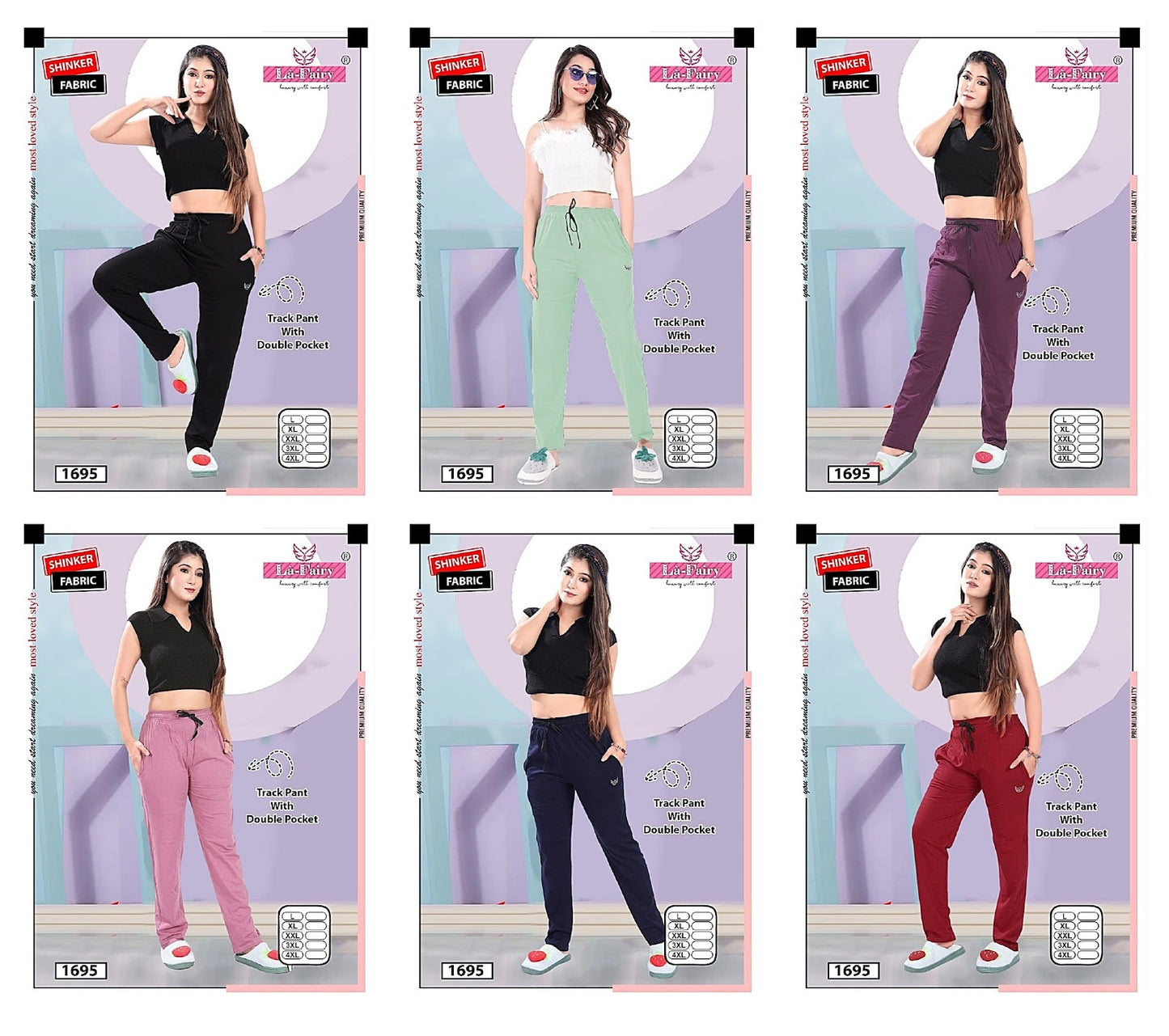 Plain Design 1695 La Fairy Sinker Women Track Pants Manufacturer India