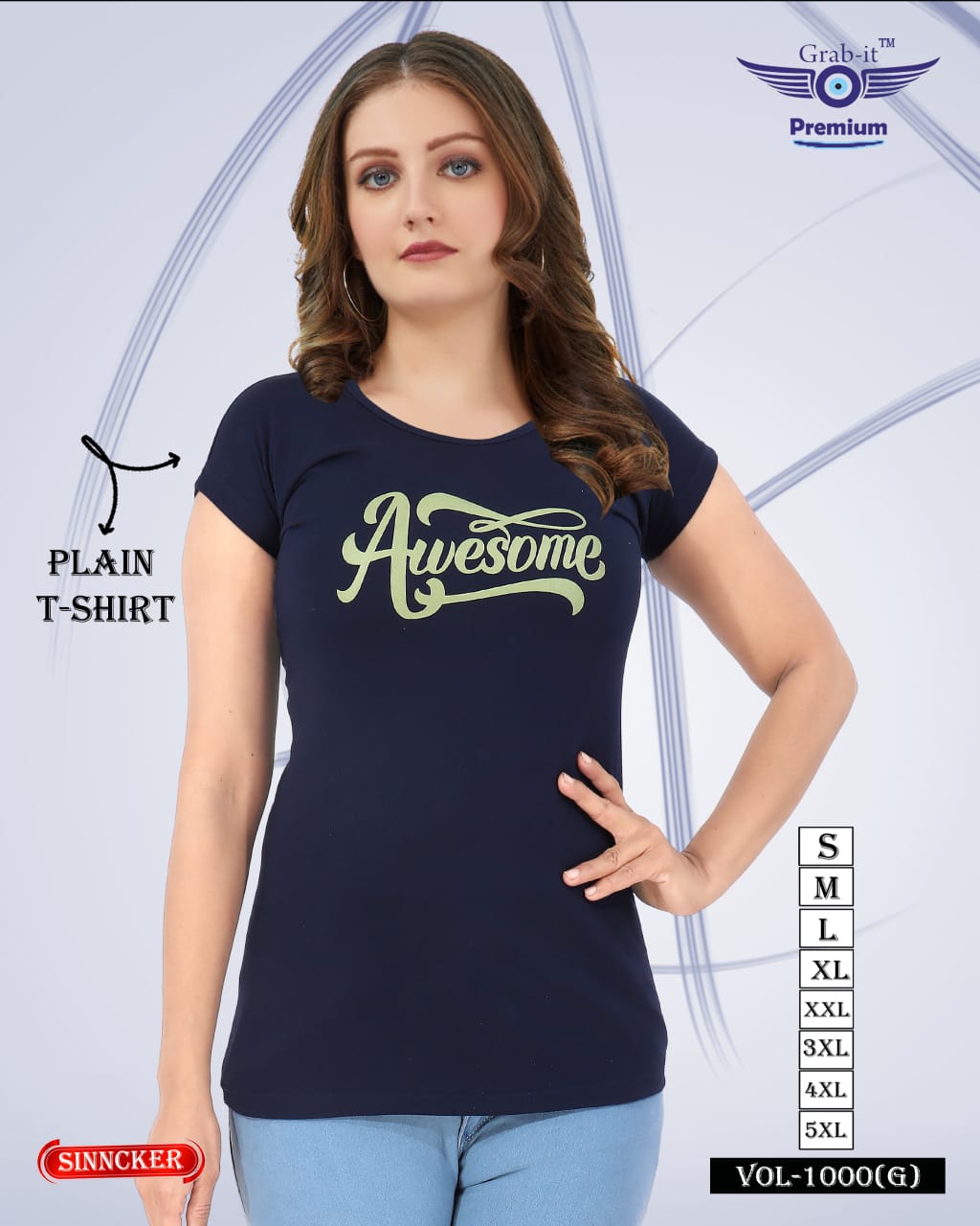Plain Vol 1000 G Grab It Sinker Women Tshirt Manufacturer India