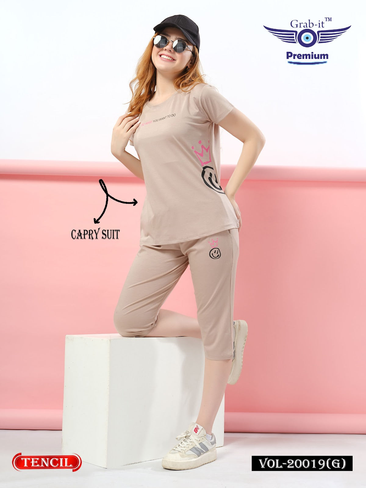 Plain Vol 20019 G Grab It Tencil Capri Night Suits Wholesaler