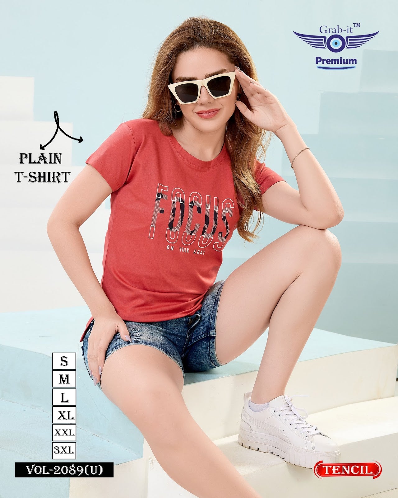 Plain Vol 2089 U Grab It Tencil Women Tshirt Supplier India