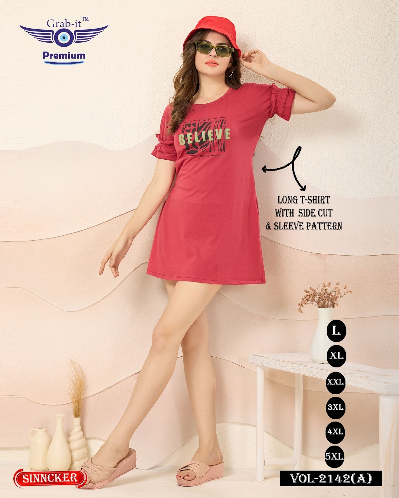 Plain Vol 2142 A Grab It Sinker Women Long Tshirt Exporter