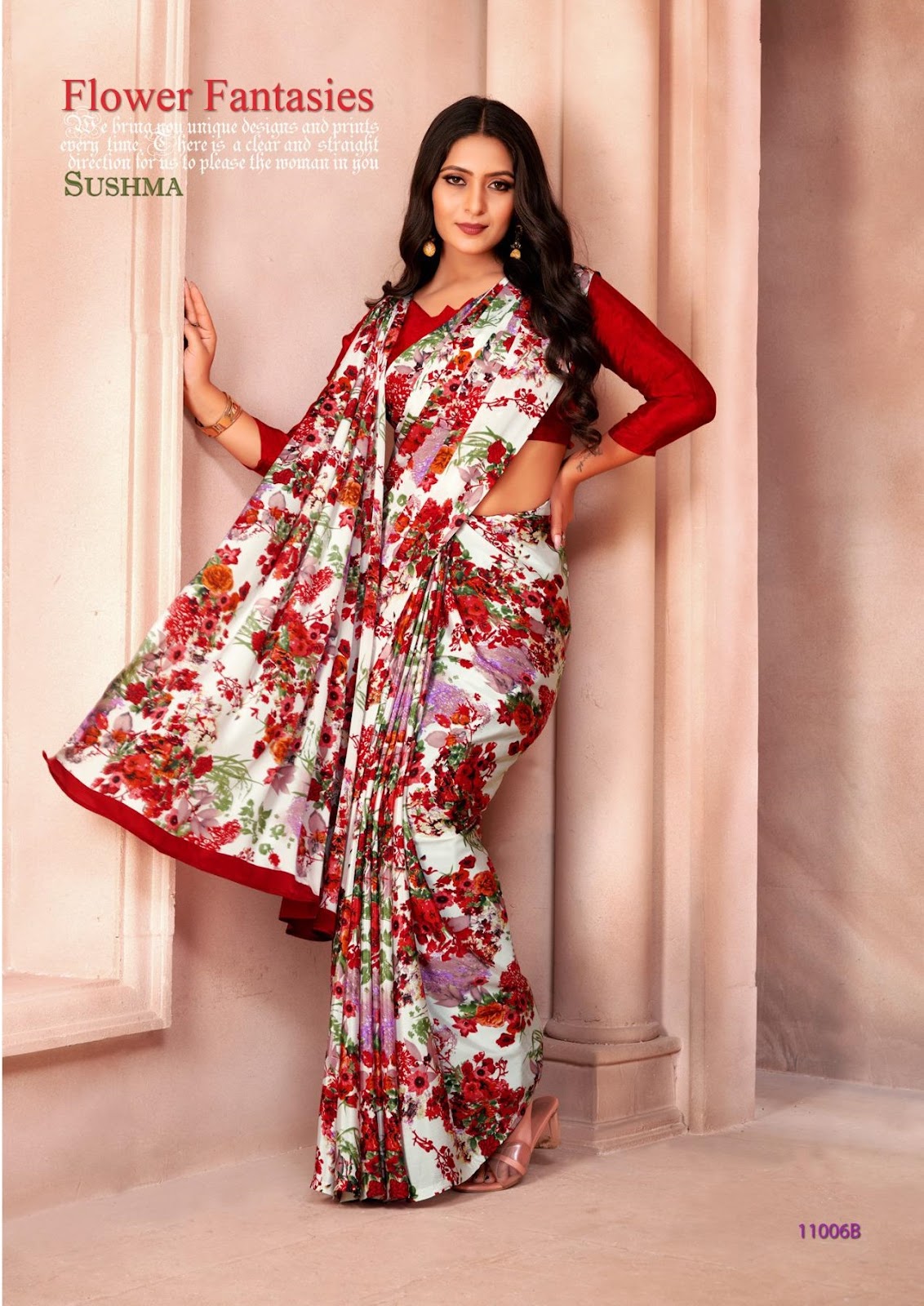 Pleasant Sushma Crape Printed Sarees Wholesale Rate