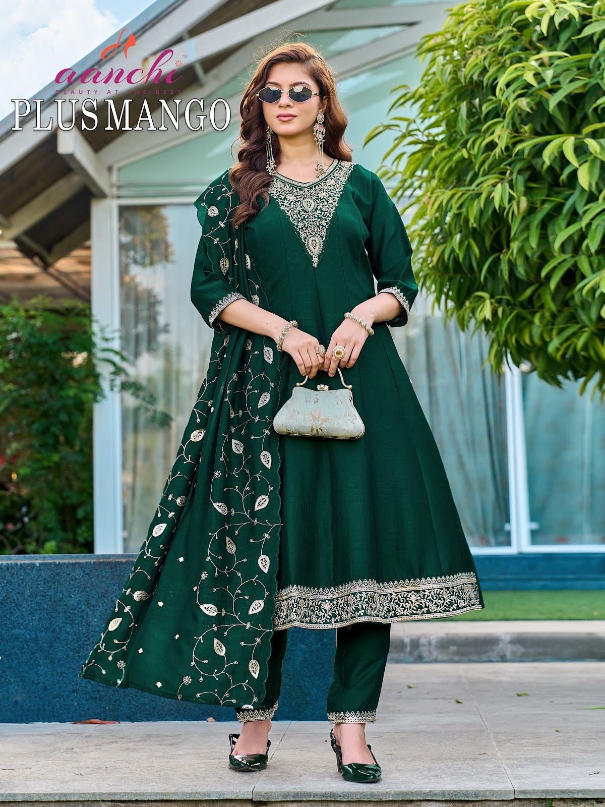 Plus Mango Aanchi Vichitra Silk Readymade Anarkali Suits Wholesaler Gujarat