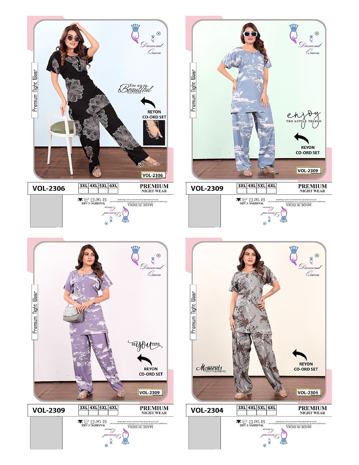 Plus Size 1310 Diamond Queen Reyon Co Ord Set Exporter Ahmedabad