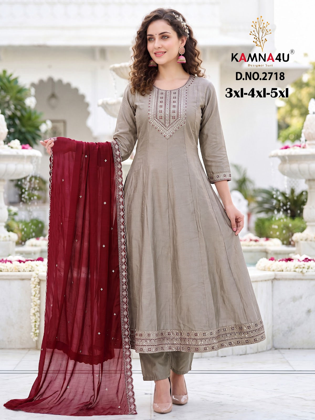 Plus Size 1707 Kamna4U Roman Readymade Anarkali Suits Manufacturer Ahmedabad