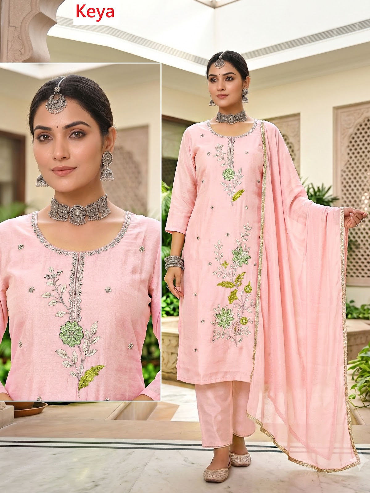 Plus Size 2408 Keya Chanderi Readymade Pant Style Suits Supplier Gujarat