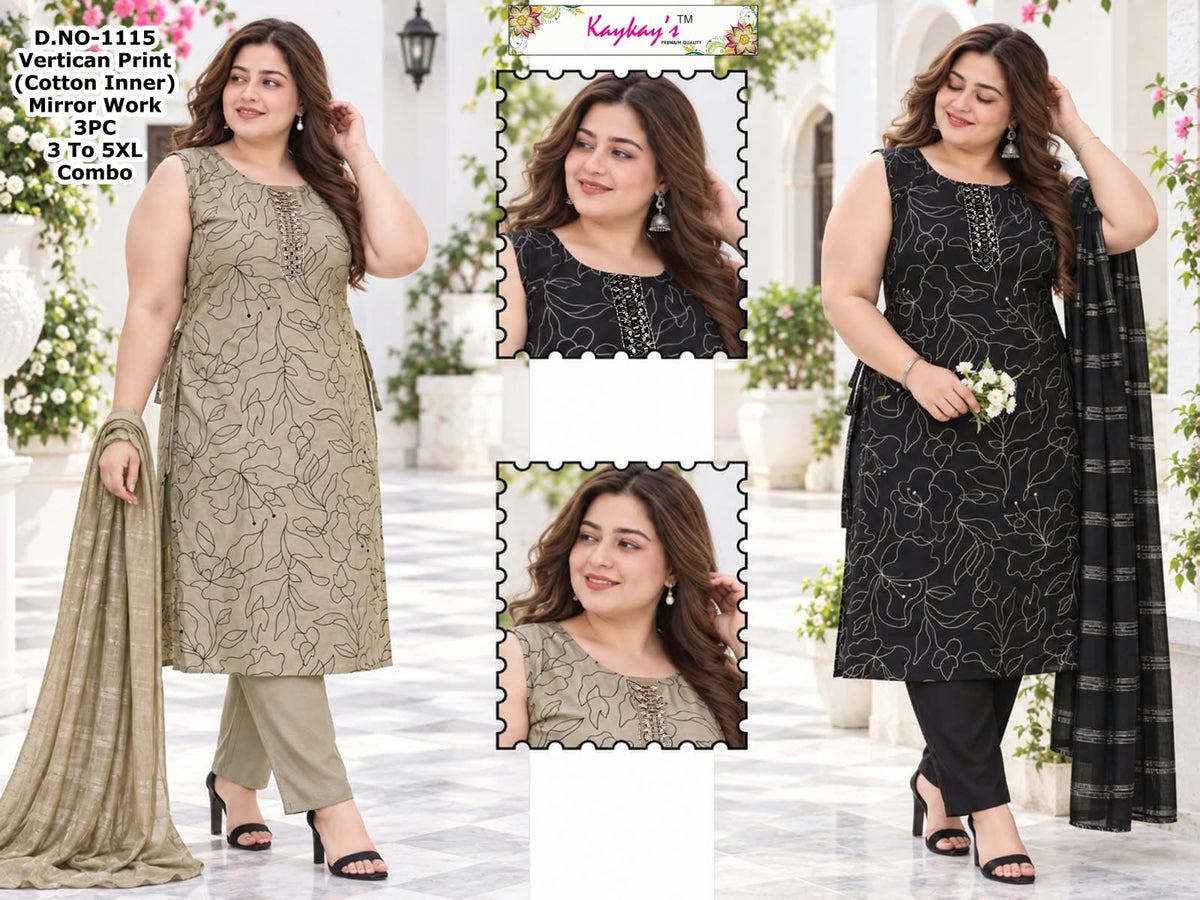 Plus Size 280926 Kaykay Vertican Readymade Pant Style Suits Exporter India