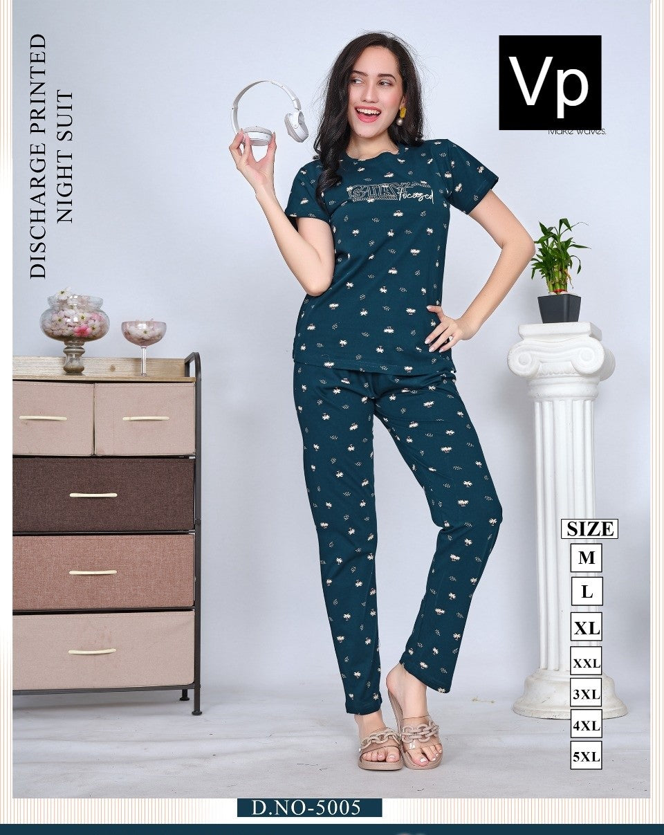 Plus Size Design 5005 Vp Hosiery Cotton Pyjama Night Suits Manufacturer Gujarat