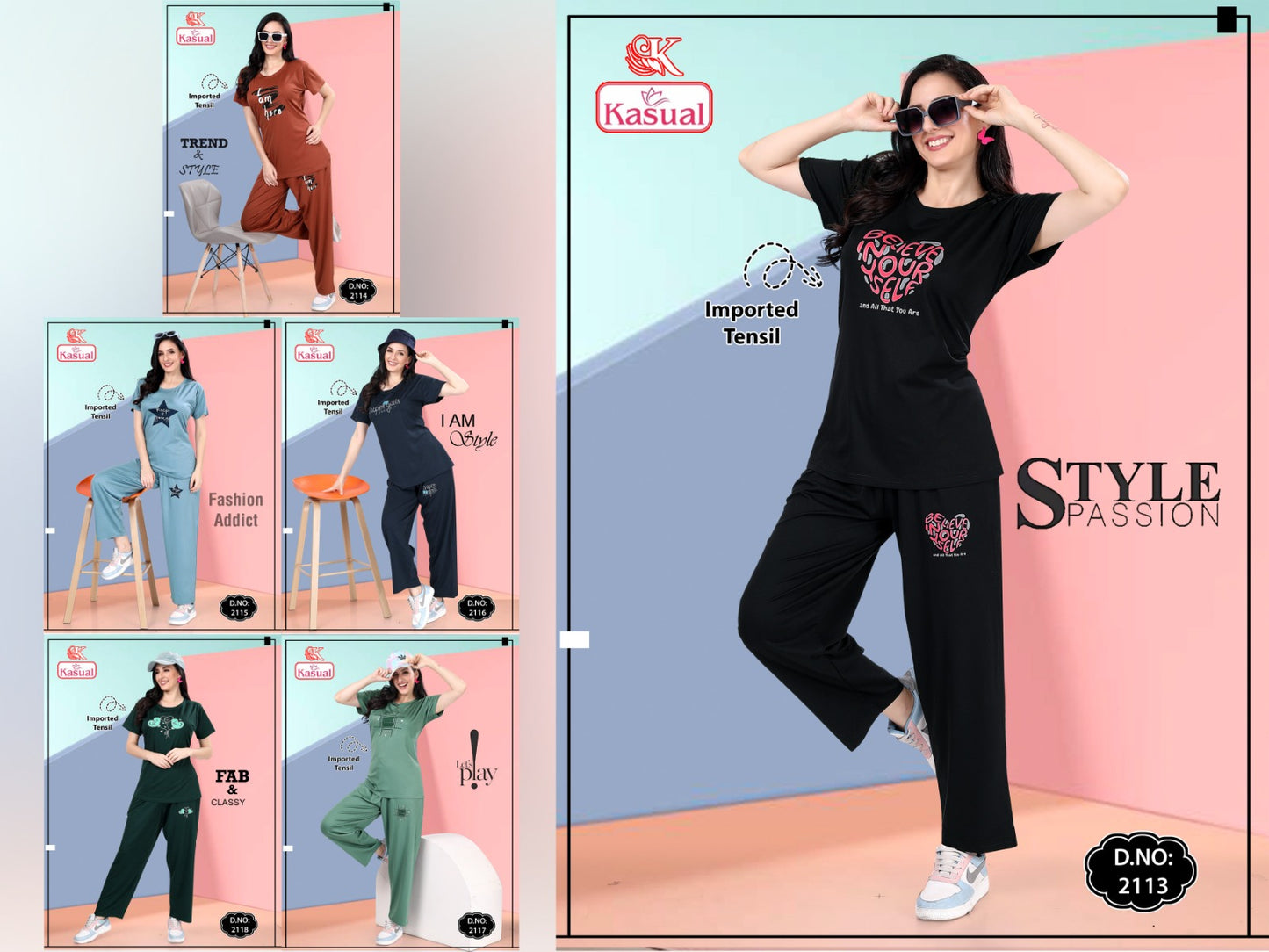 Plus Size Kasual Tencil Pyjama Night Suits Wholesale Price