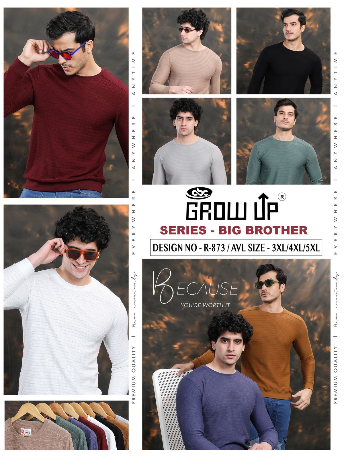 Plus Size R 873 Rib Growup Knit Mens Tshirts Supplier India