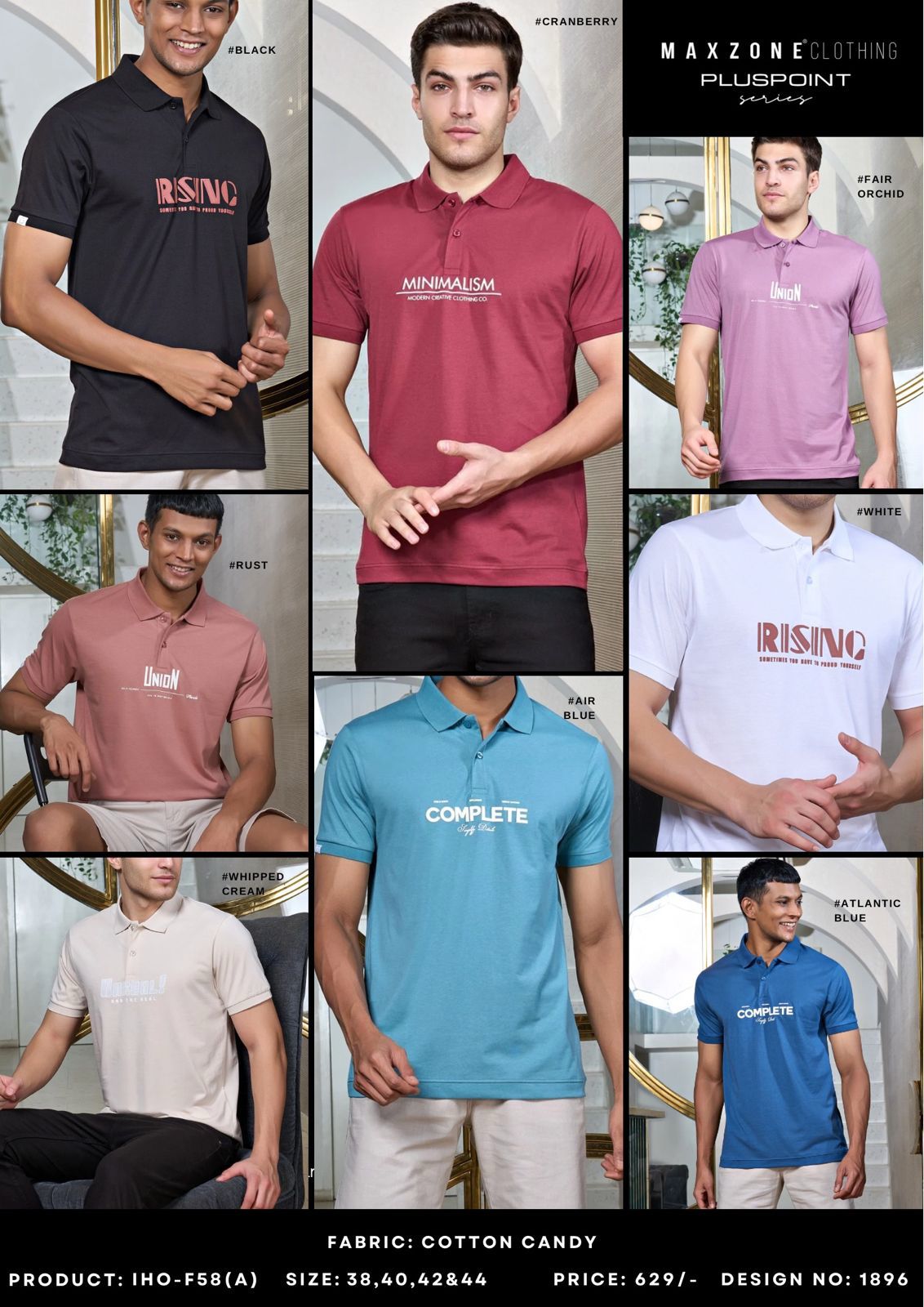 Pluspoint Iho F 58 (A) Maxzone Clothing Cotton Mens Tshirts Exporter India