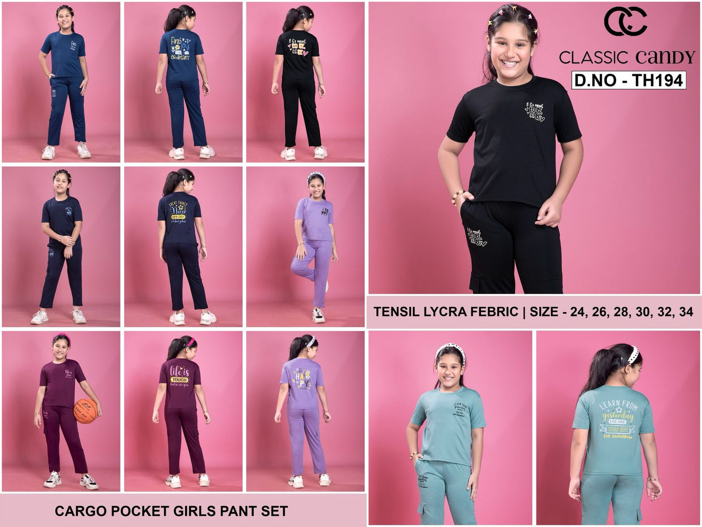 Pocket Th 194 Classic Candy Tencil Lycra Girls Pant Set Wholesaler Gujarat
