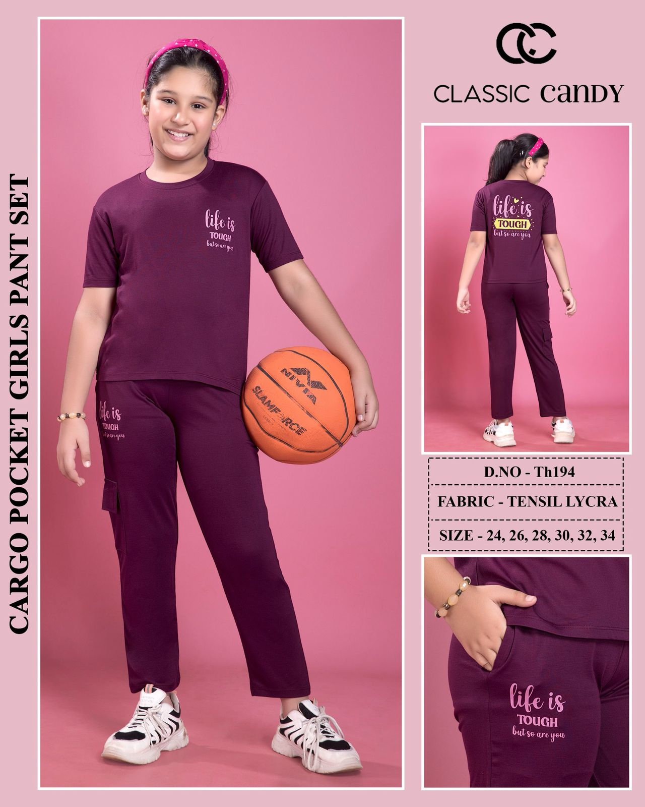 Pocket Th 194 Classic Candy Tencil Lycra Girls Pant Set Wholesaler Gujarat