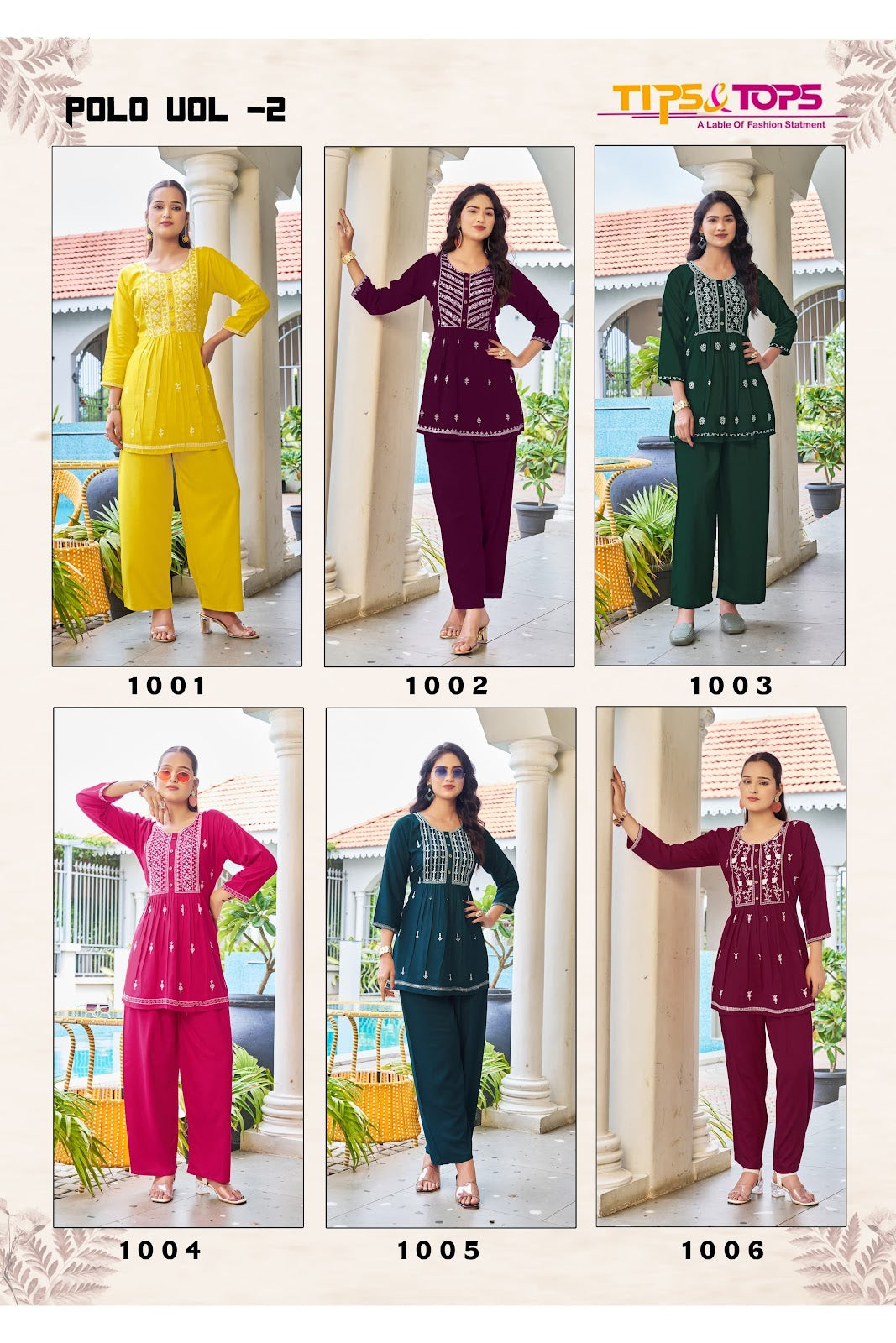Polo Vol 2 Tips Tops Rayon 18Kg Co Ord Set Wholesale Rate