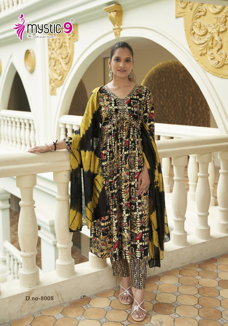 Pooja Vol 8 Mystic 9 Reyon Readymade Pant Style Suits Supplier
