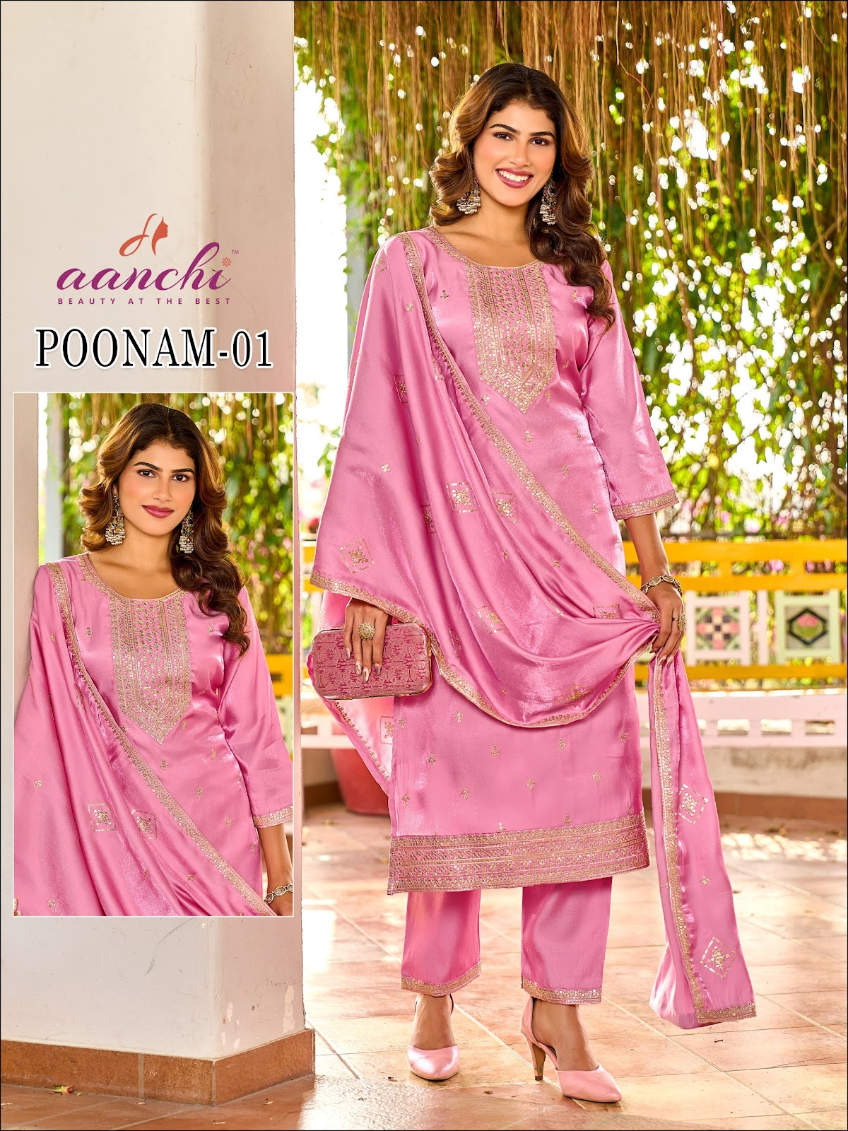 Poonam Aanchi Roman Readymade Pant Style Suits Wholesale Price