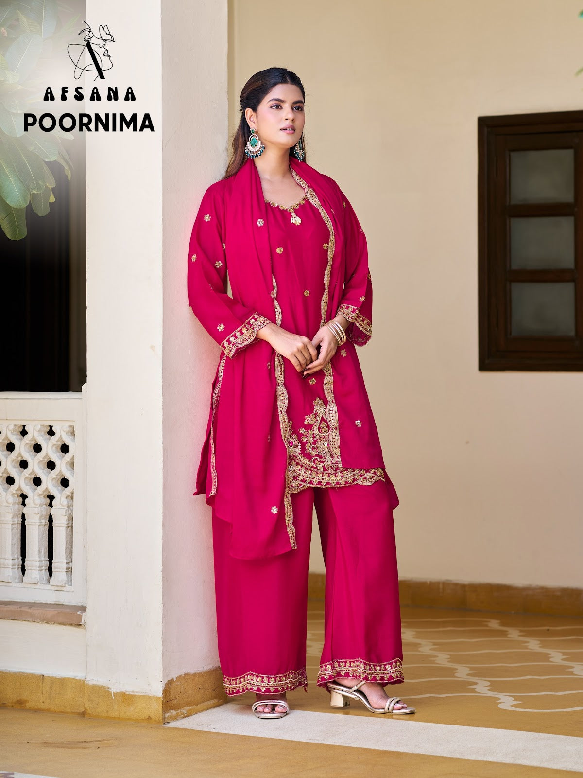 Poornima Afsana Chinon Pakistani Readymade Suits Exporter Ahmedabad