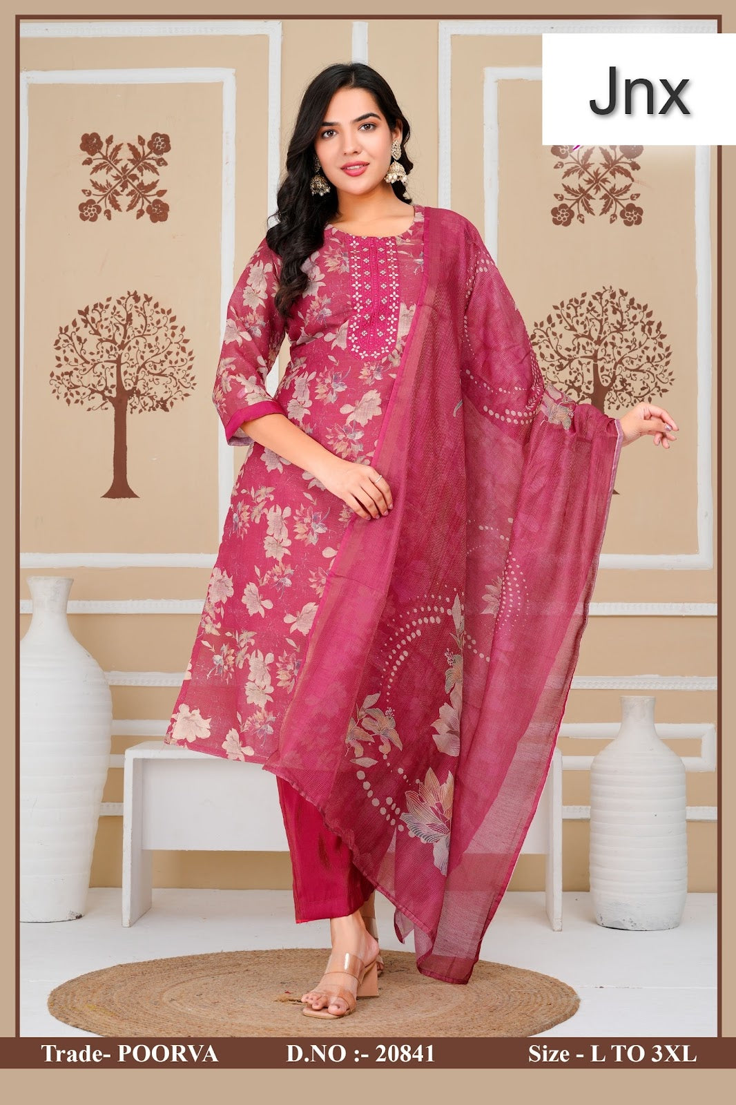 Poorva Jnx Tissue Readymade Pant Style Suits Supplier Ahmedabad