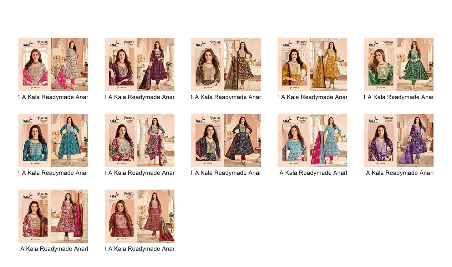 Poshak Vol 1 A Kala Cotton Readymade Anarkali Suits Wholesaler Gujarat