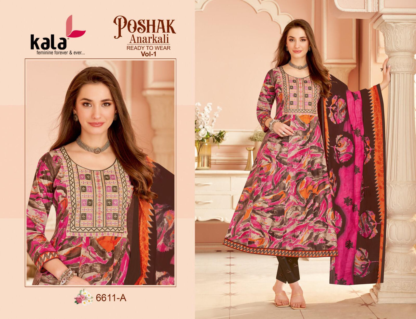 Poshak Vol 1 A Kala Cotton Readymade Anarkali Suits Wholesaler Gujarat