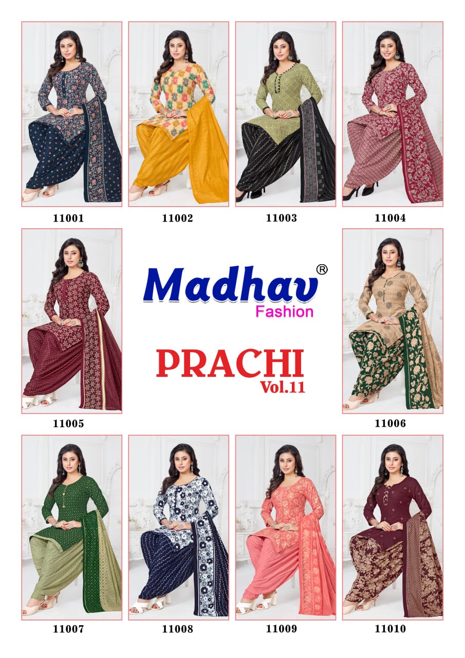 Prachi Vol 11 Madhav Fashion Cotton Dress Material Exporter Ahmedabad