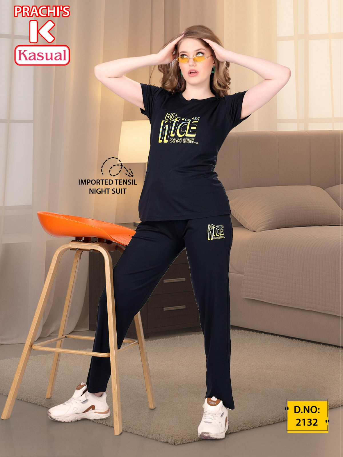 Prachis Kasual Tencil Pyjama Night Suits Wholesale