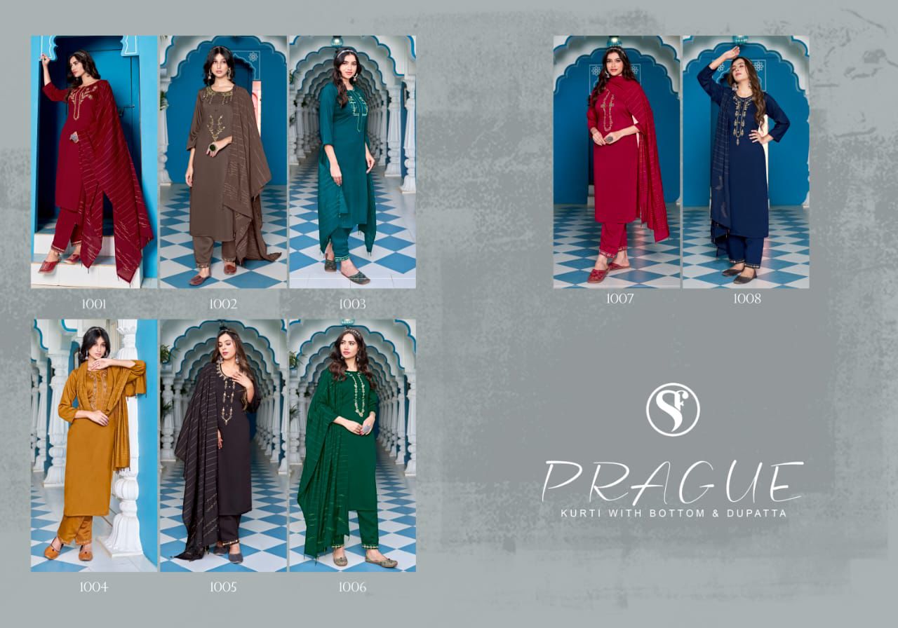 Prague Sweety Fashion Chinon Readymade Pant Style Suits Exporter India