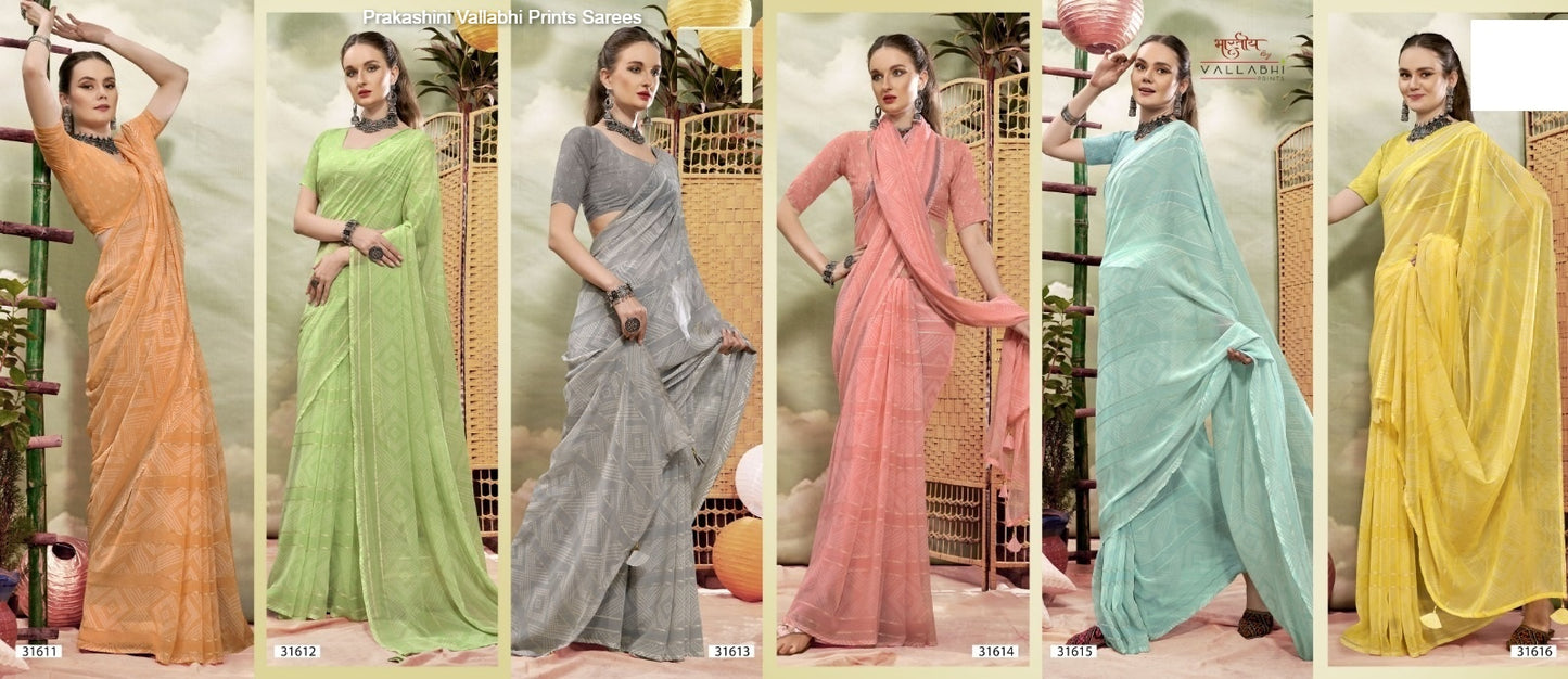 Prakashini Vallabhi Prints Georgette Sarees Wholesale Price
