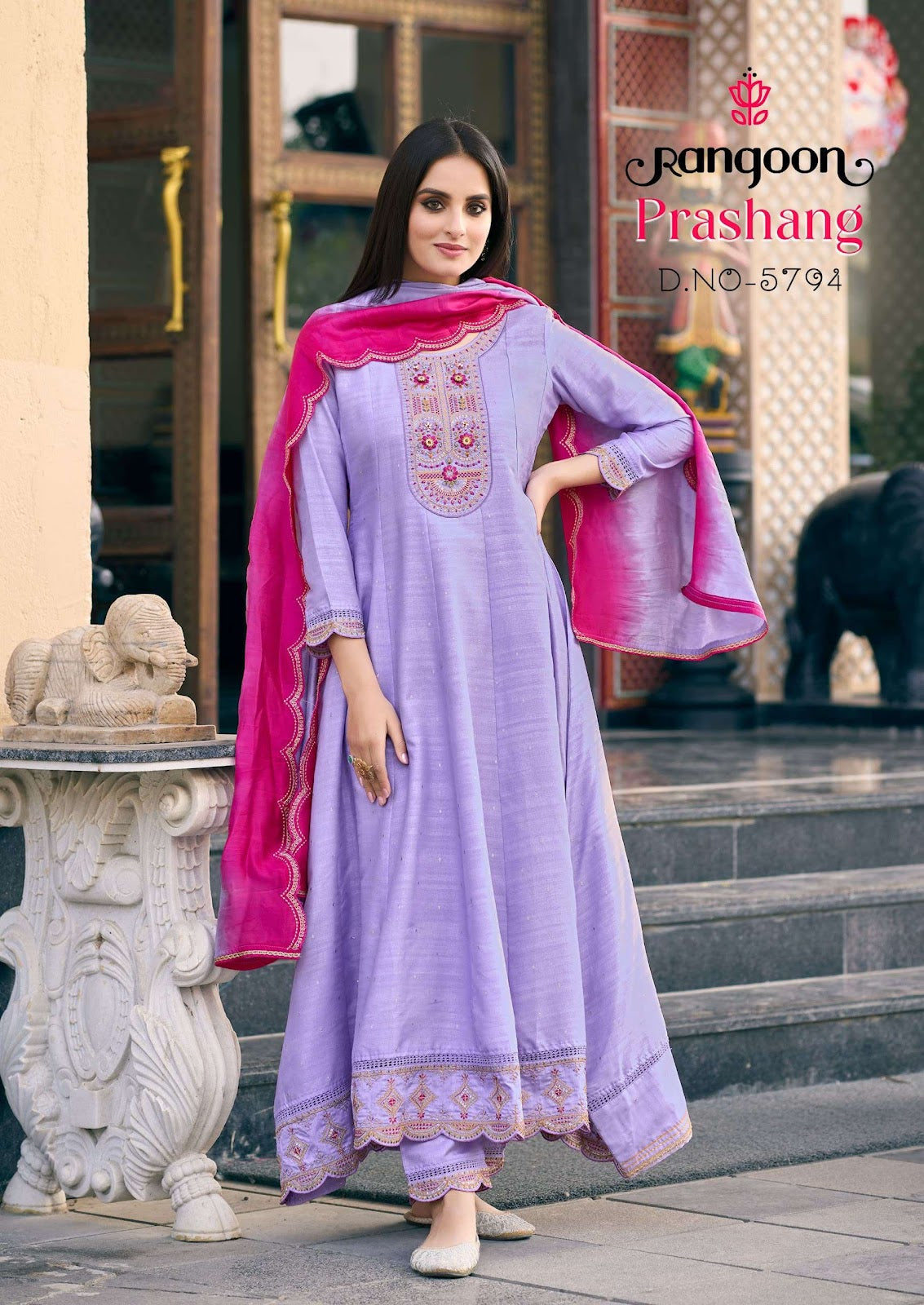 Prashang Rangoon Viscose Jacquard Readymade Anarkali Suits Wholesaler Ahmedabad