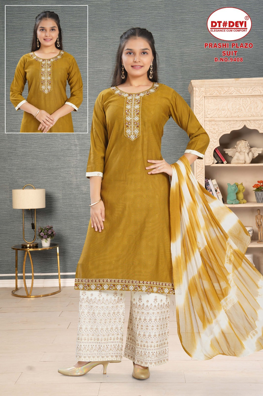 Prashi Dn 9408 Dt Devi Vetican Girls Readymade Palazzo Suits Supplier India