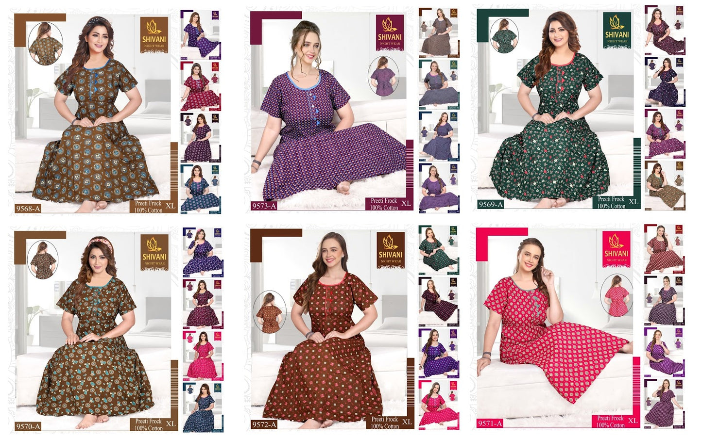 Preeti 191224 Shivani Cotton Night Gowns Exporter