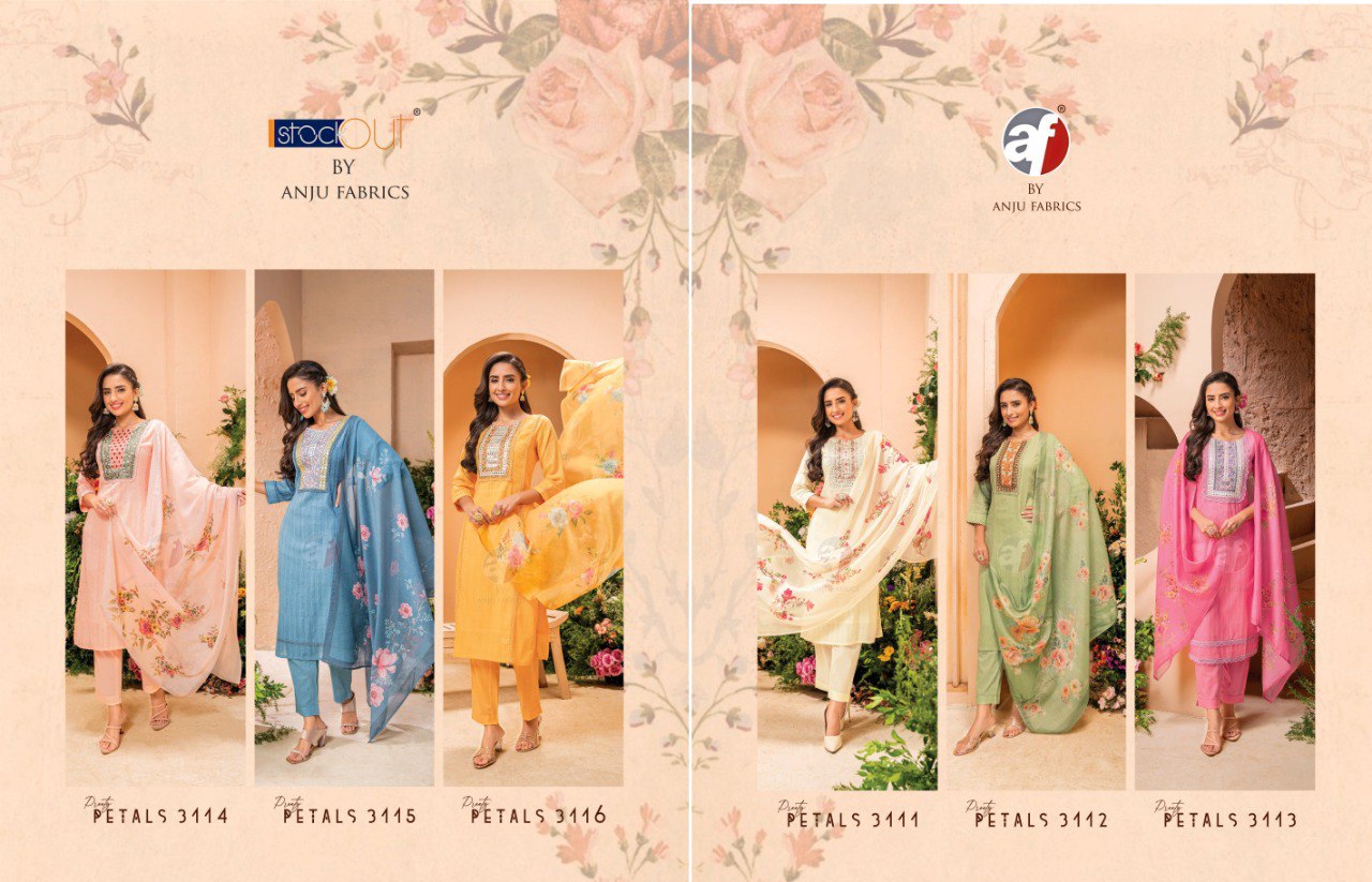 Preety Petals Af Viscose Cotton Readymade Pant Style Suits