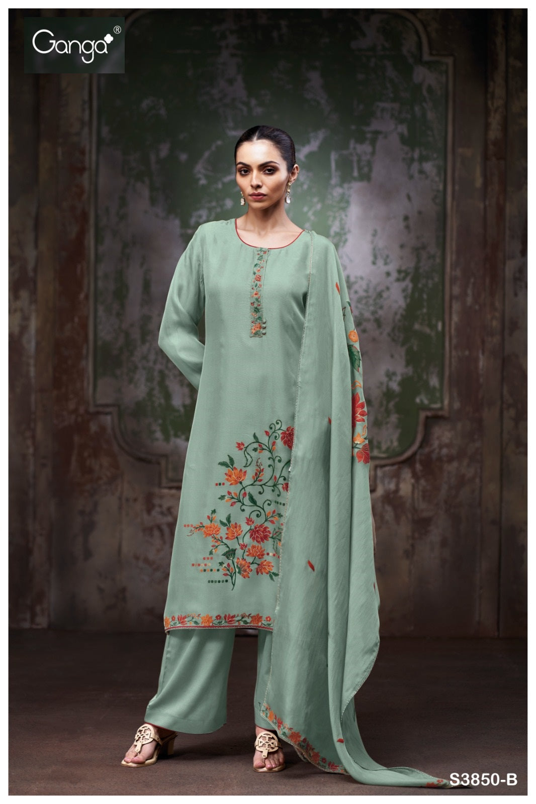 Preshe 3850 Ganga Plazzo Style Suits Supplier Gujarat