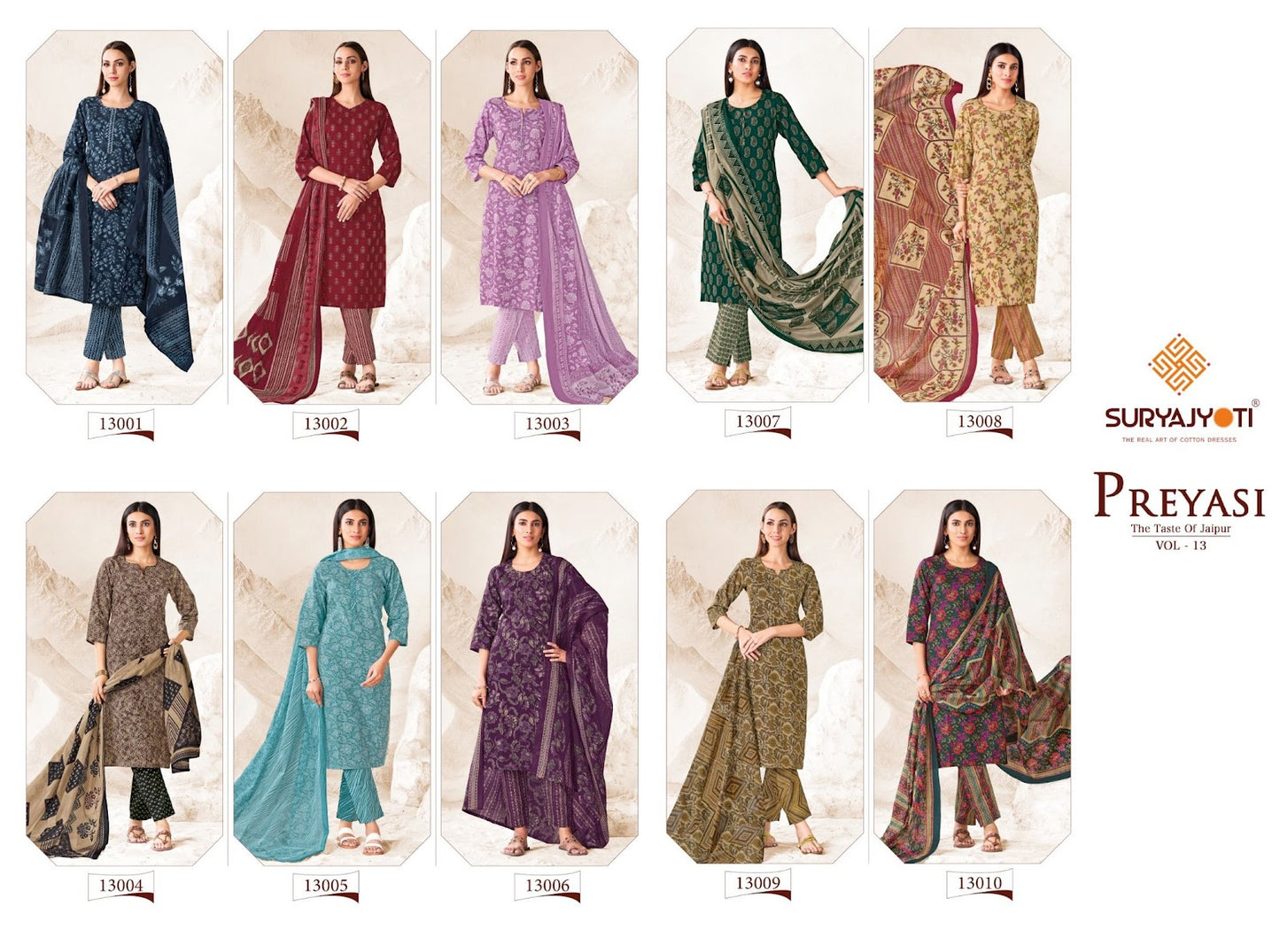 Preyasi Vol 13 The Taste Of Jaipur Suryajyoti Cotton Dress Material Wholesale