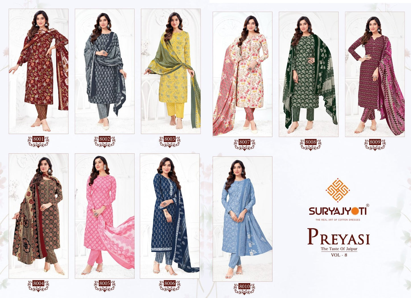 Preyasi Vol 8 Suryajyoti Cotton Dress Material Wholesale Rate