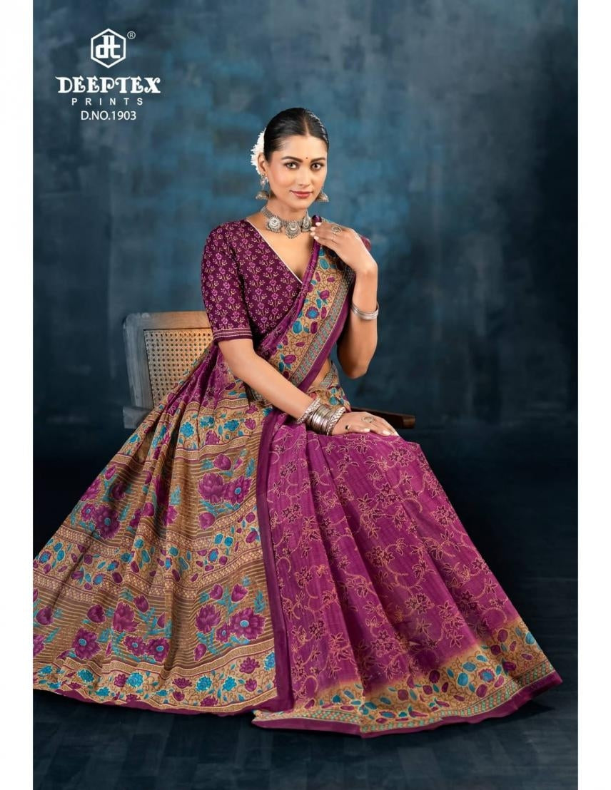 Prime Time Vol 19 Deeptex Prints Cotton Sarees Manufacturer Gujarat