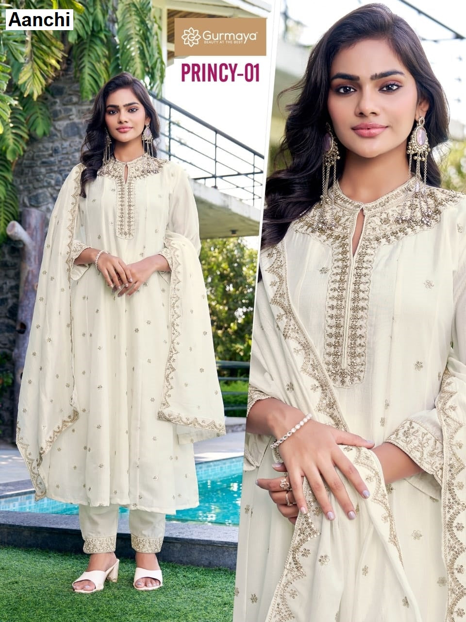 Princy Gurmaya Aanchi Vichitra Silk Readymade Anarkali Suits Supplier Ahmedabad